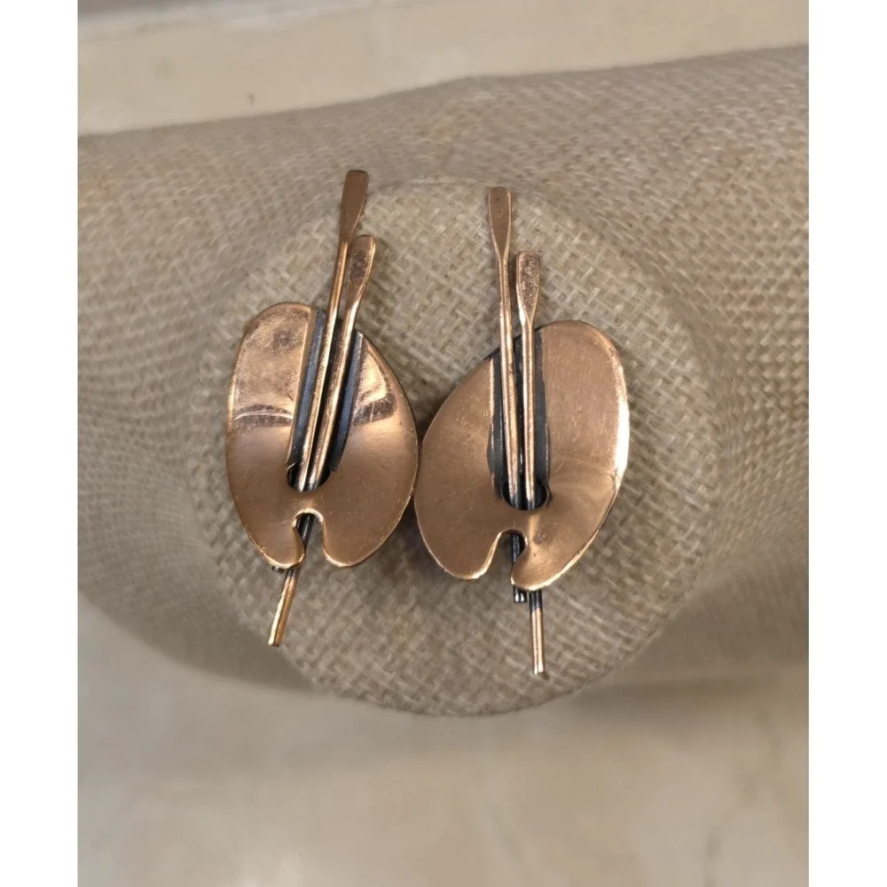 Mid century Renoir Matisse Copper Clip-On Earrings Paint Palettes